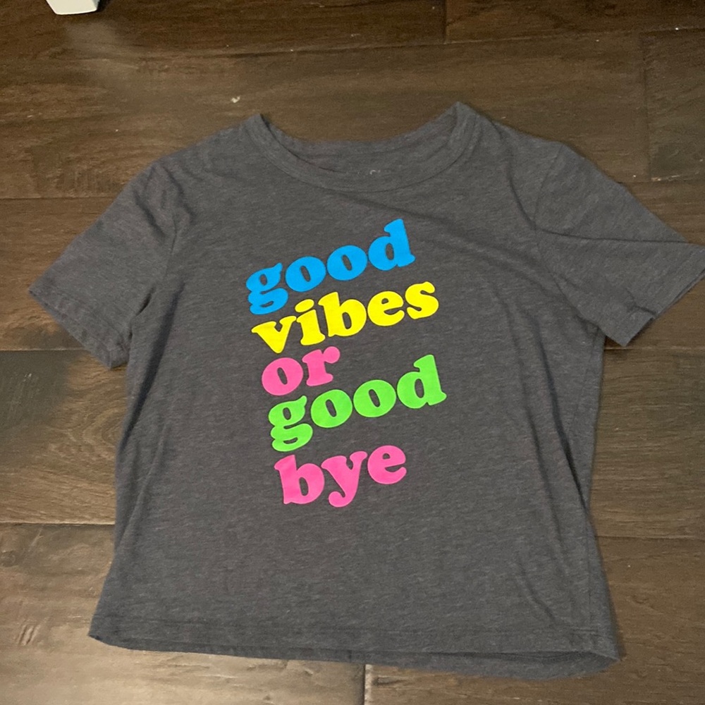 Good Vibes Or Goodbye Neon and Dark Grey Crop Top | Fifth Sun